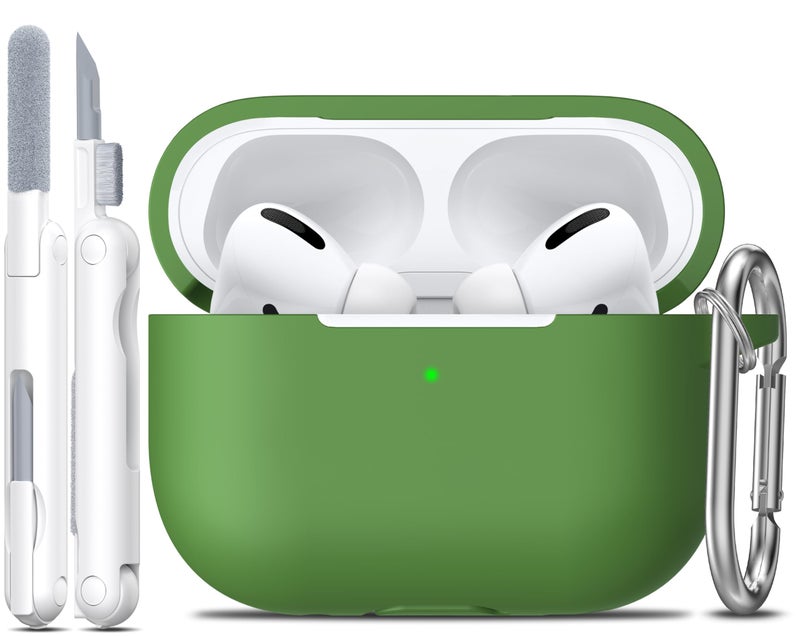 R-fun for AirPods Pro 2nd/1st Generation Case with Cleaner Kit,Soft Silicone Protective Case Cover for Apple AirPod Pro 2/1 for Women Men,AirPods Pro Case Accessories with Keychain,Grass Green - Image 1